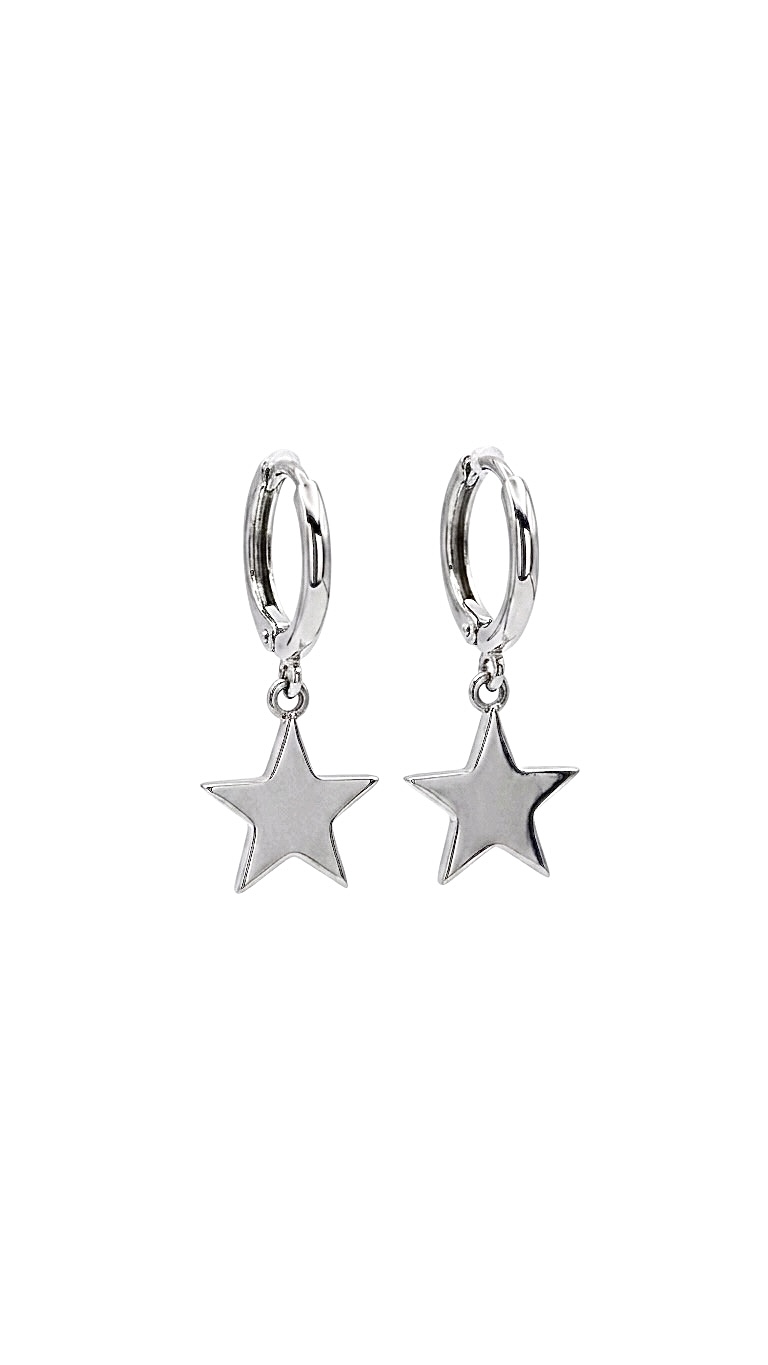 Yıldız Sallantılı Halka Küpe Silver