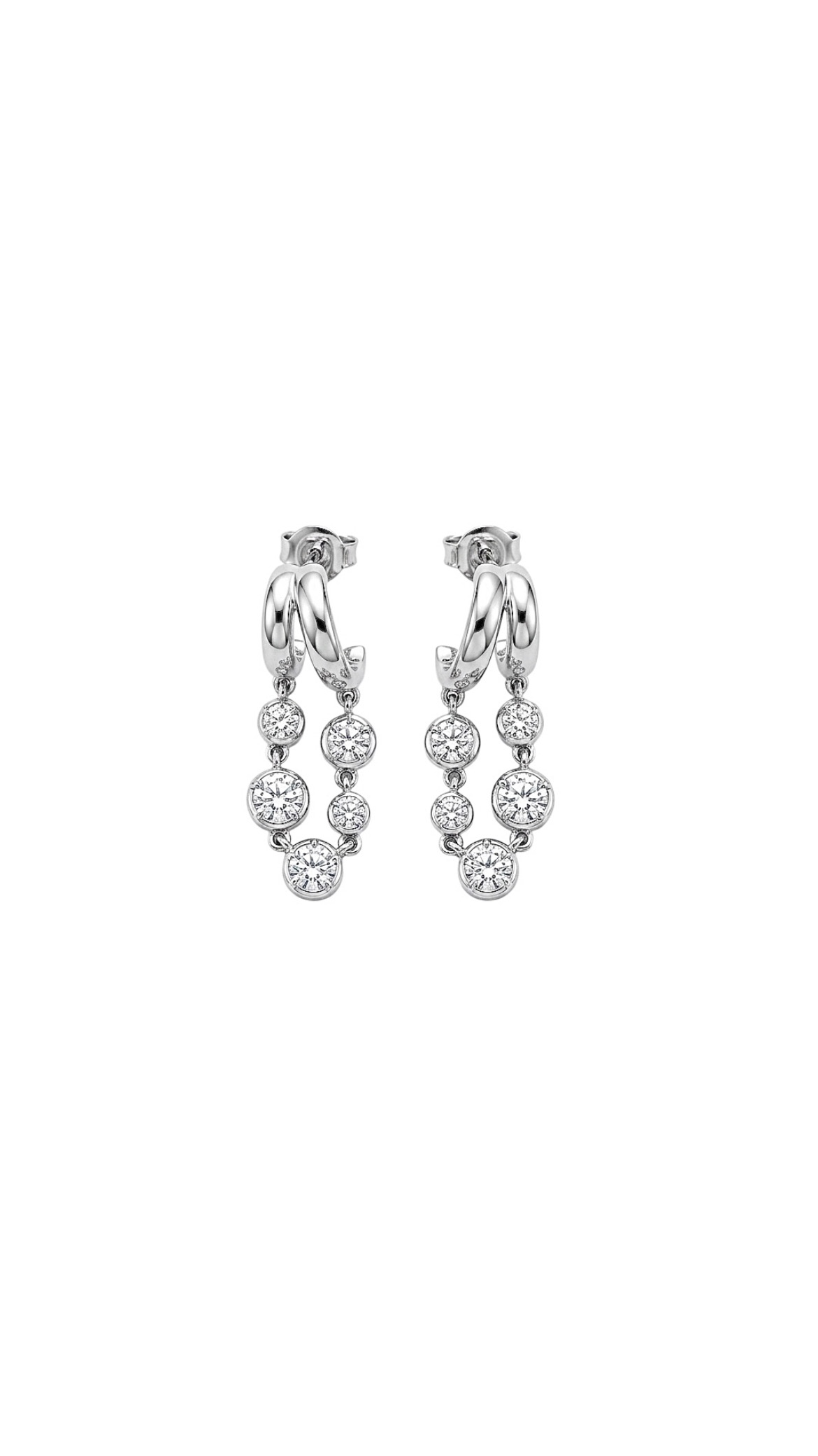 Sallantılı Tohum Model Vidalı Küpe Silver
