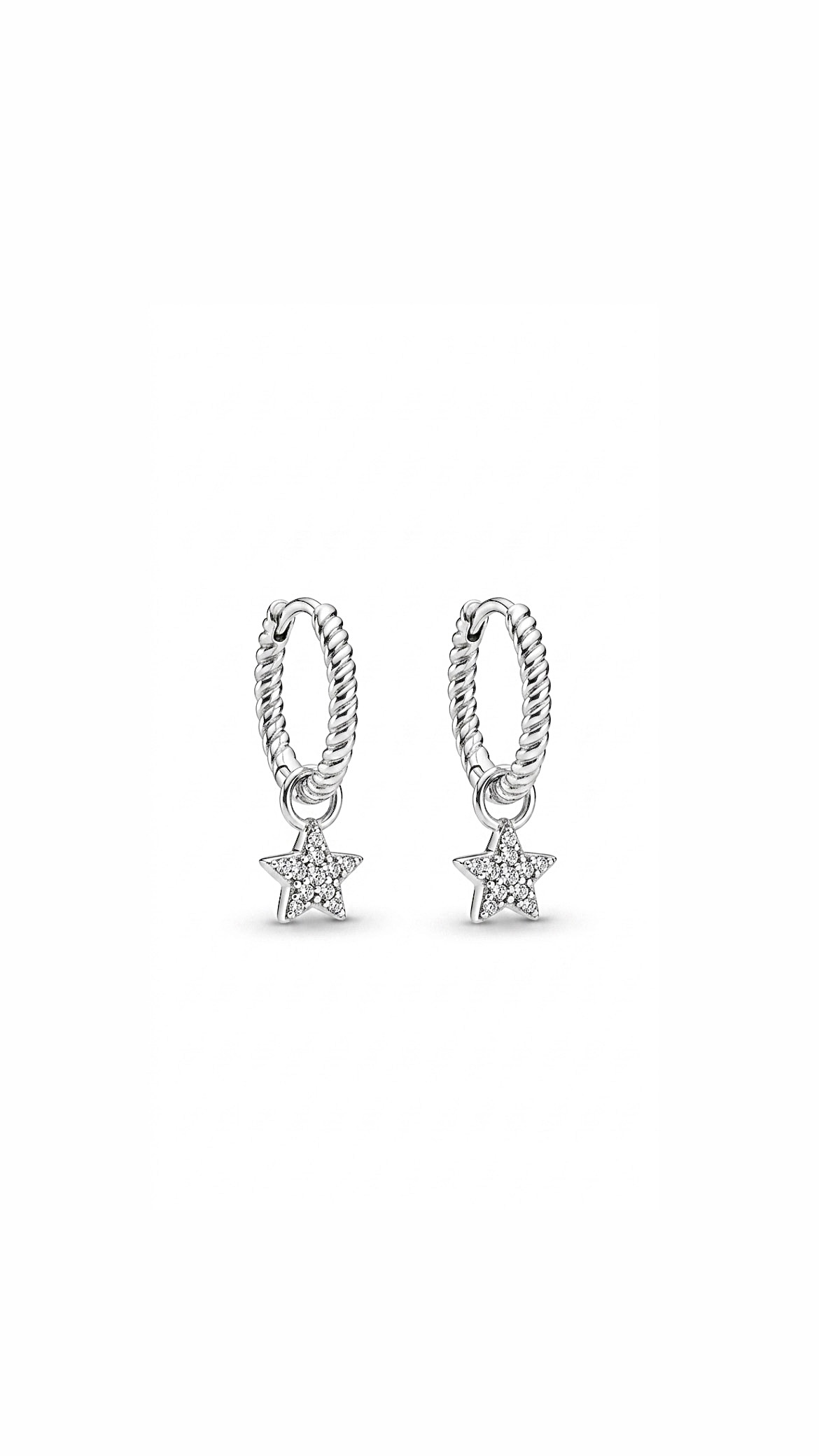 Mini Yıldız Sallantılı Halka Küpe Silver
