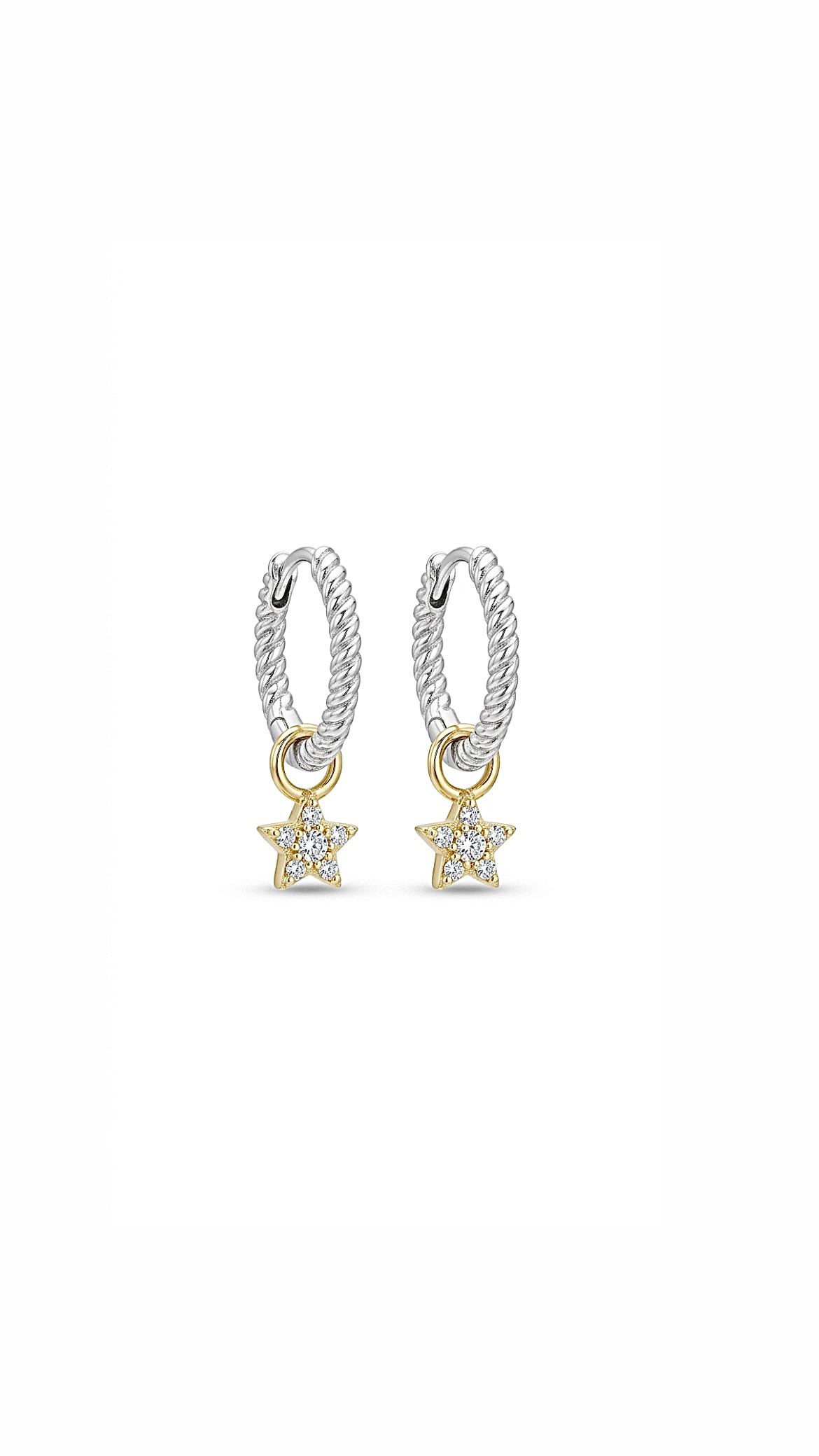Mini Yıldız Sallantılı Halka Küpe Gold