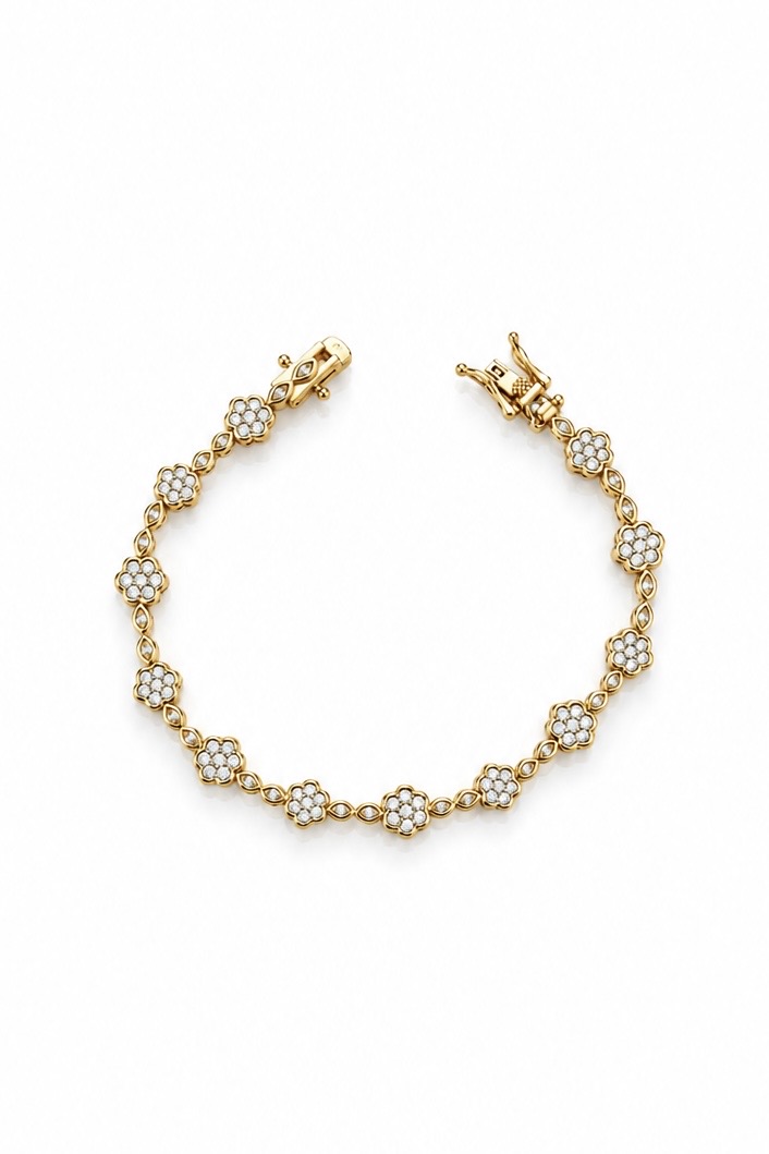Sıralı Işıltılı Çiçekli Bileklik | New Collection