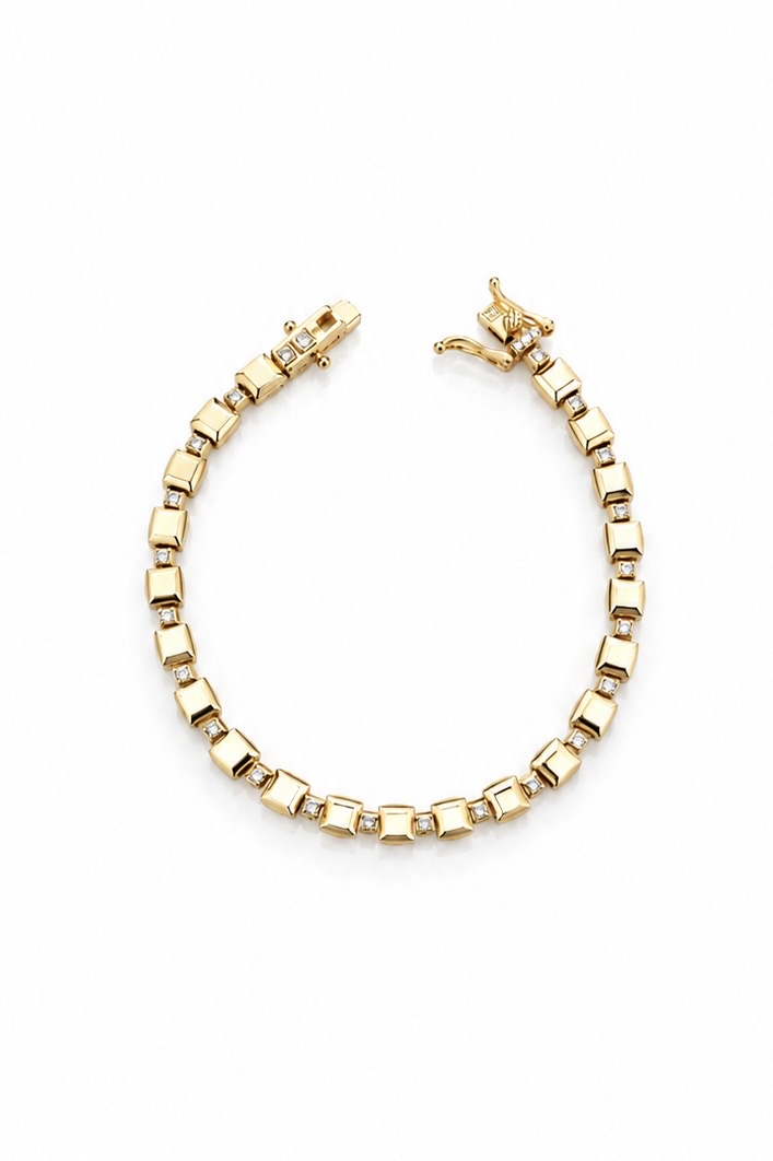 Kare Plaka Dolgulu Bileklik | New Collection