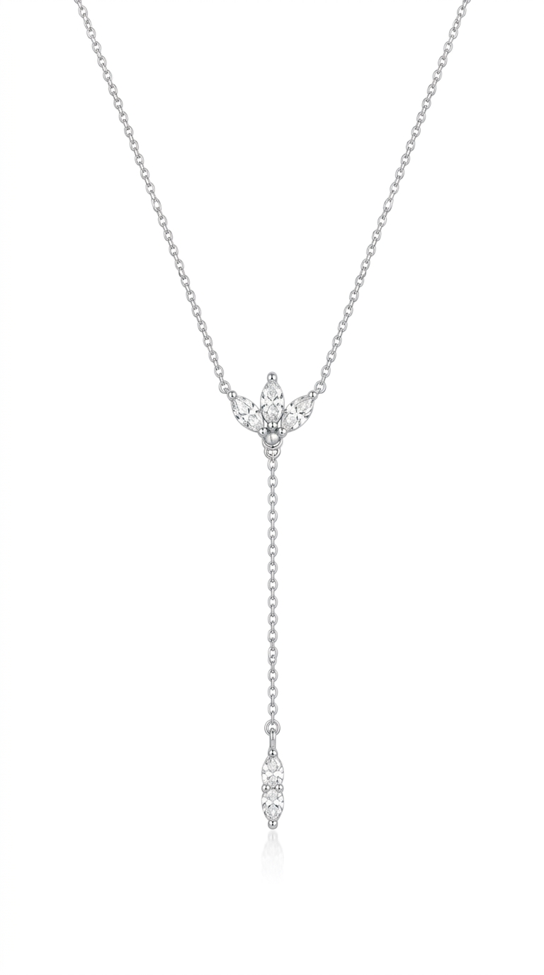 Lotus Silver Y Kolye | Dekolte Kolyesi