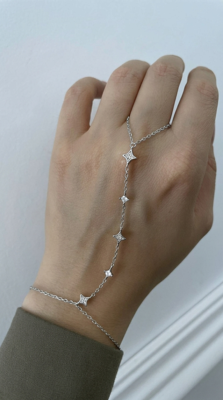 Mini Kutup Yıldızı Ve Tek Taş Sıralı Silver Şahmeran | New Collection