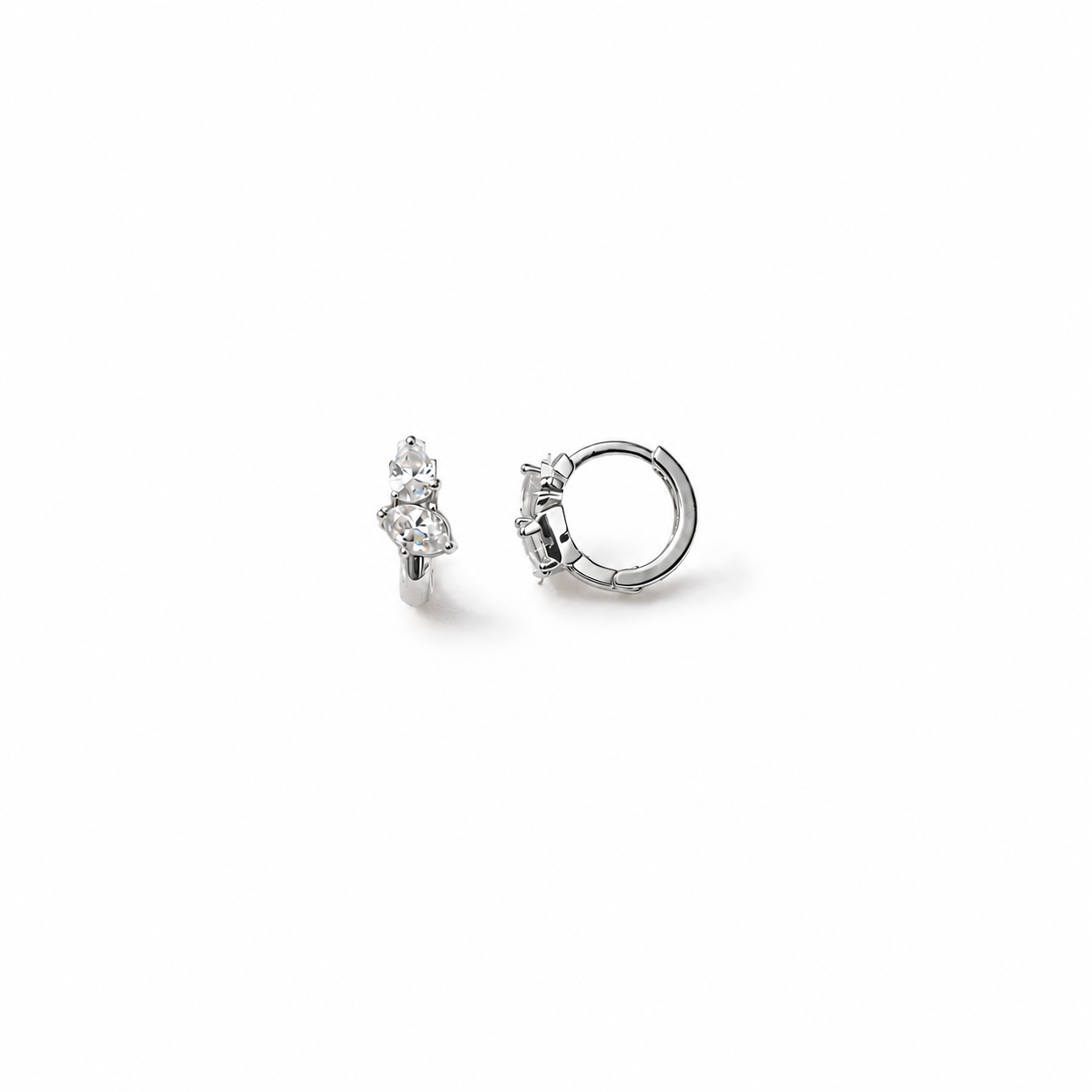 Damla Taşlı Mini Huggies Silver