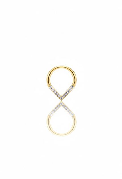 Baklava Model Yarım Taşlı Piercing | Gold