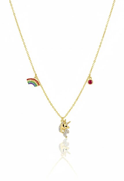 Gökkuşağı & Unicorn Kolye | Gold