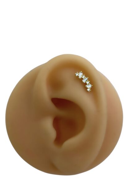 Kırık Baget Taşlı Piercing / Gold