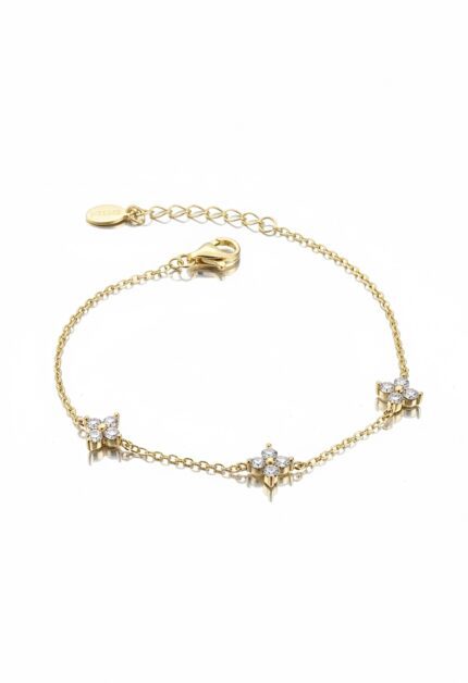 Işıltılı Mini Çiçek Bileklik | Gold