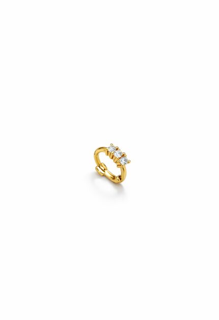 Mini Üç Taşlı Halka Piercing | Gold