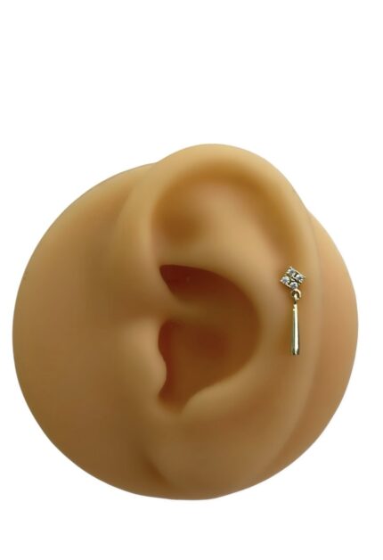 Taşlı Çubuk Sallantılı Piercing / Gold