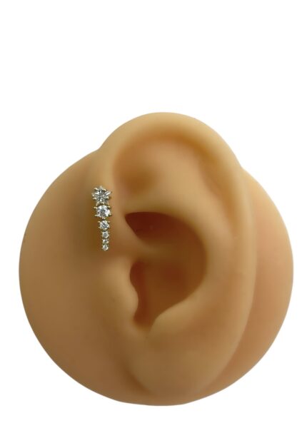 Zirkon Taşlı Uzun Piercing / Gold