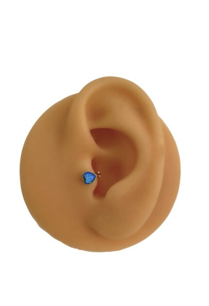 Büyük Opal Kalp Tragus Halka Küpe Piercing / Gold