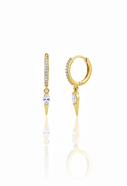 Işıltılı Mızrak Küpe | Gold