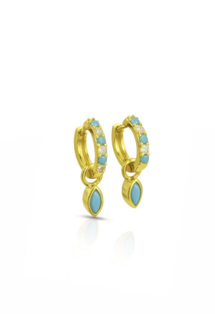 Firuze Taş Detaylı Halka Küpe