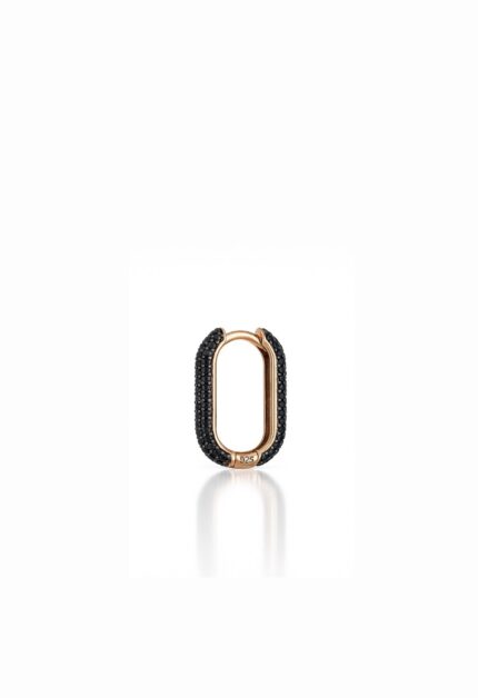 Siyah Taşlı Dikdörtgen Rose Küpe / Küçük Boy