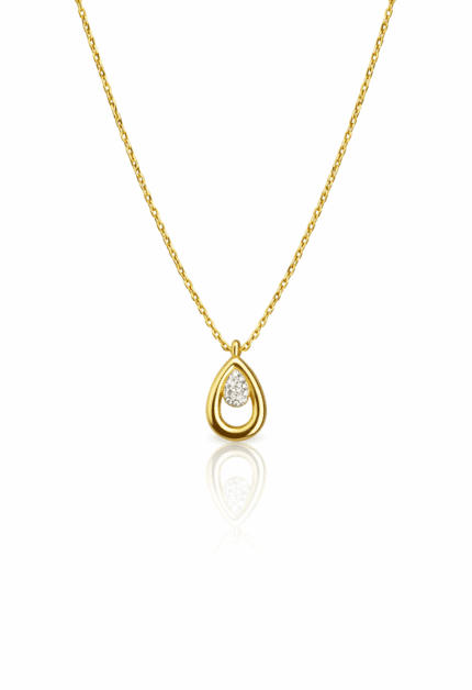 İç İçe Damla Model Taşlı Kolye