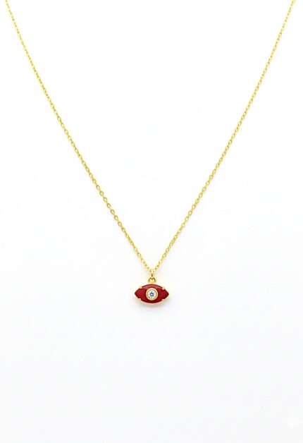 Karnelyan Taşlı Göz Kolye | Silver