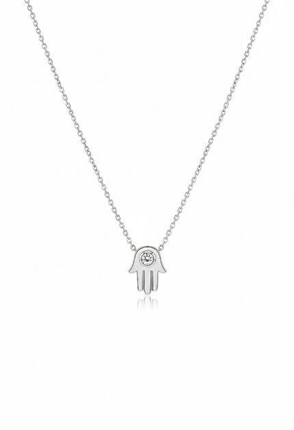 Taşlı El Kolye | Silver