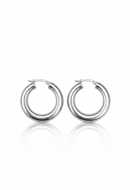 Orta Boy Kalın Silver Halka Küpe | 1.5 cm