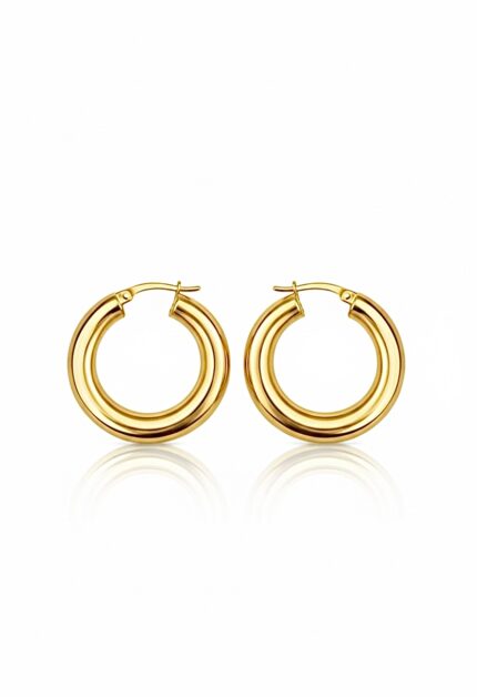 Orta Boy Kalın Gold Halka Küpe | 1.5 cm