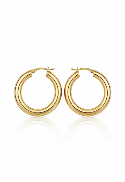 Büyük Boy Kalın Gold Halka Küpe | 2 cm