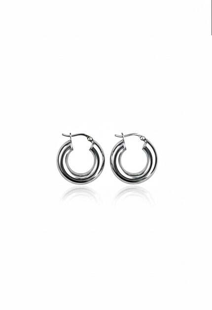 Küçük Boy Kalın Silver Halka Küpe | 1 cm