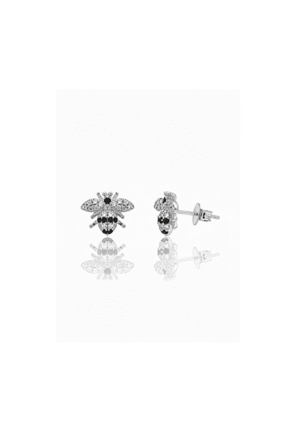 Siminkari Arısı Vidalı Küpe | Silver