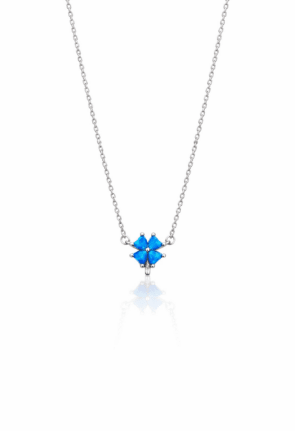 Gerçek Opal Taşlı Yonca Kolye | Silver