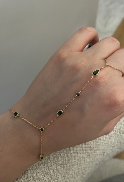 Yeşil Taşlı Şahmeran 14 Ayar Altın Kaplama