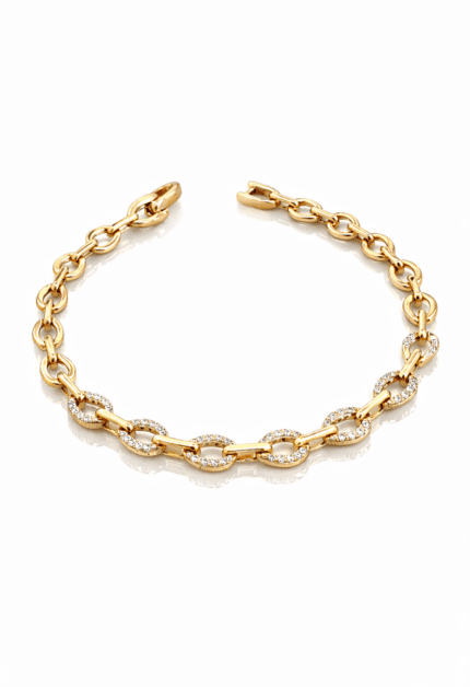 Işıltılı Çengel Bileklik 14 Ayar Altın Kaplama