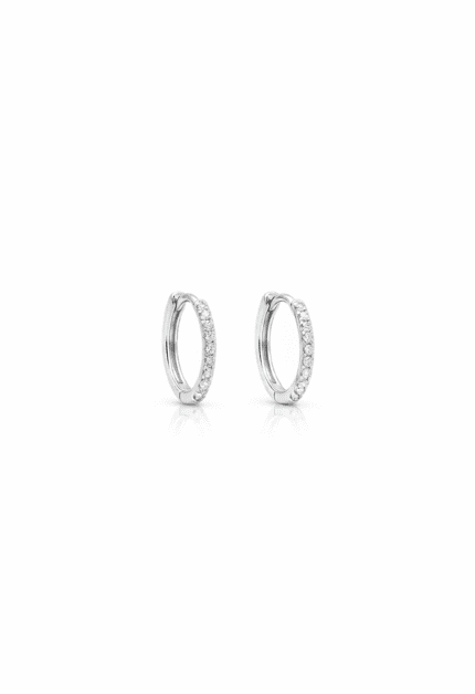 Işıltılı Taşlı Halka Silver Piercing Küpe 9 mm