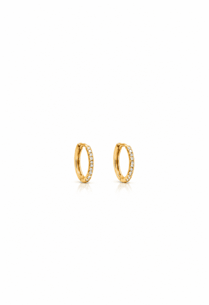Işıltılı Taşlı Halka Gold Piercing Küpe 8 mm