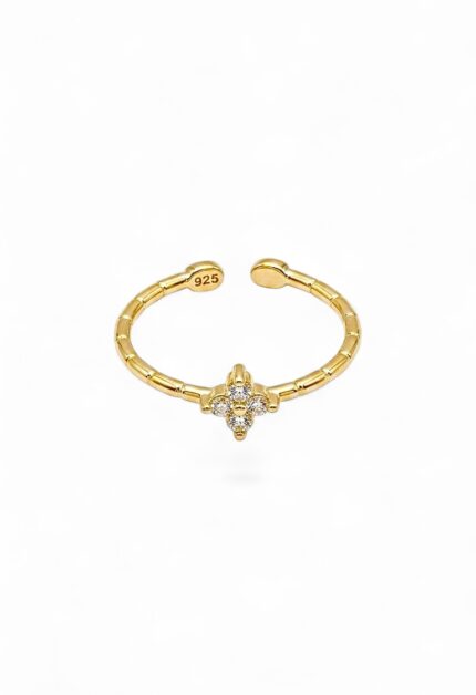 Ayarlanabilir Mini Çiçek Gold Yüzük