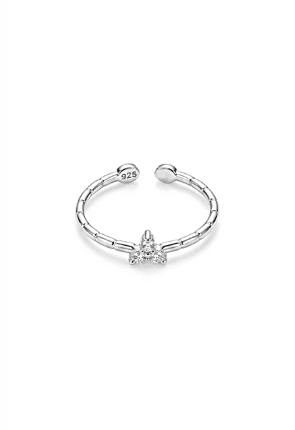 Ayarlanabilir Mini Üç Taşlı Silver Çıtır Yüzük
