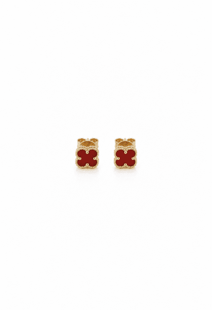 Karnelyan Mini Yonca Küpe | Gold