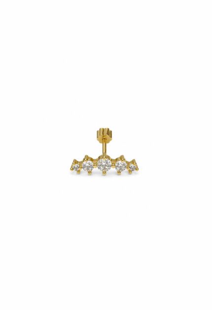 Uzun Beş Taşlı Süzme Gold Piercing