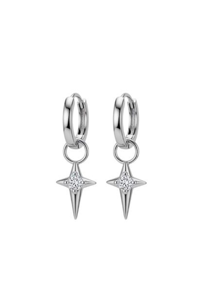 Kutup Yıldızı Sallantılı Halka Küpe Silver