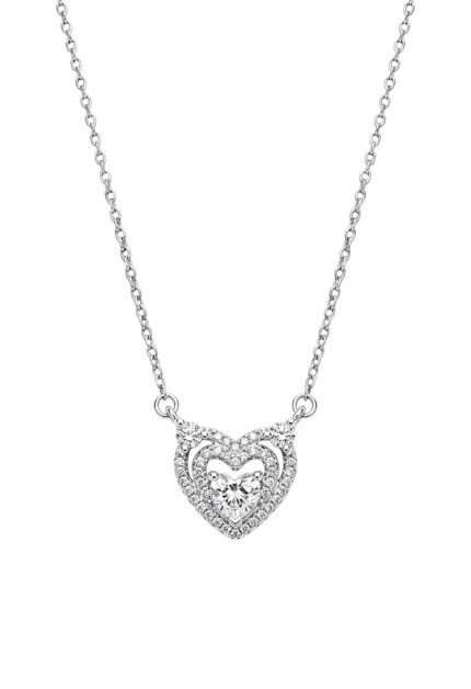 Işıltılı Kalpli Kolye Silver
