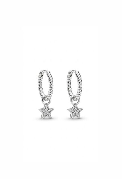 Mini Yıldız Sallantılı Halka Küpe Silver