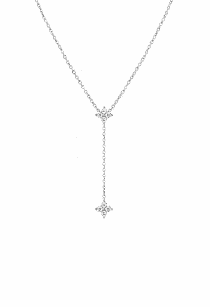 Mini Çiçek Y Kolye Silver