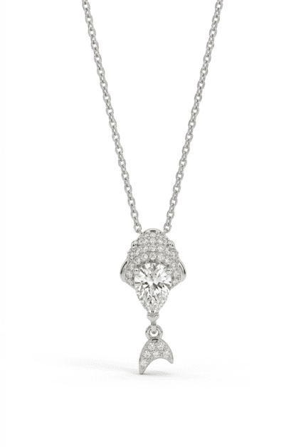 Taşlı Balık Kolye Silver
